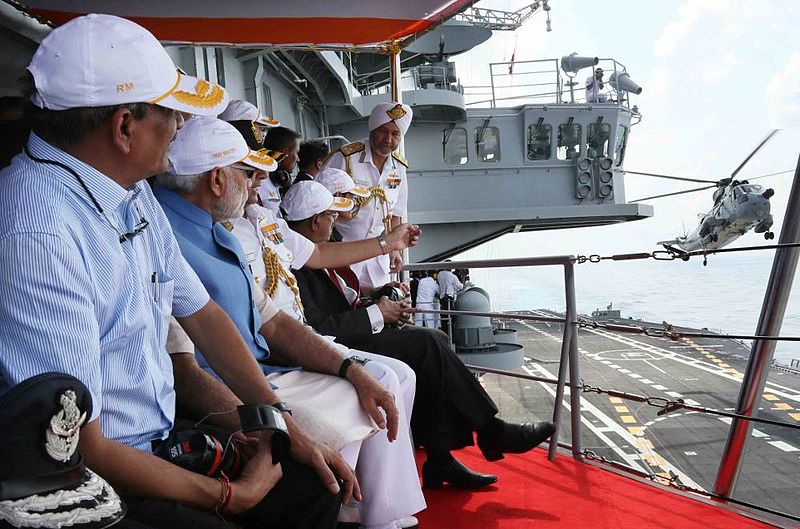 File:Prime Minister Narendra Modi witnessing various exercises during the Operational Demonstration by Naval ships, submarines and aircraft at the Combined Commanders’ Conference 2015.JPG