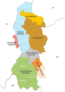 Mappa delle divisioni della provincia di Lecco