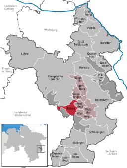 Läget för kommunen Räbke i Landkreis Goslar