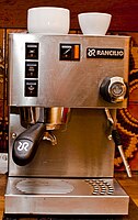A semi-automatic (electrically pumped) espresso machine