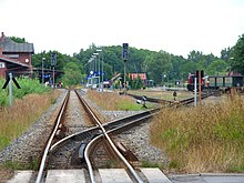 Dual gauge railway system in Putbus station