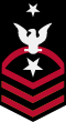 Rating insignia of a United States Navy command senior chief petty officer (red).svg