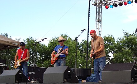 The Red Dirt Rangers (Ben Han, Brad Piccolo, John Cooper) performing at the Woody Guthrie Folk Festival. July 12, 2008.