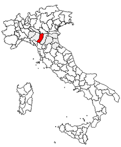 Kartet viser Provinsen Reggio Emilias plassering i Italia