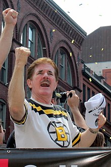 Rancourt participating in the Bruins 2011 Stanley Cup Finals victory parade