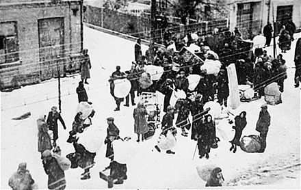 Jews being forced into the new Grodno Ghetto in Bezirk Bialystok, November 1941