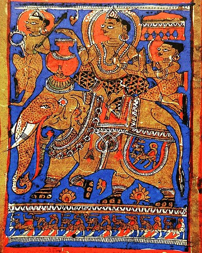 Medieval era Indian art depicting King Ikshvaku (Lord Rishabhdeva) imparting the skill of pottery to his people.