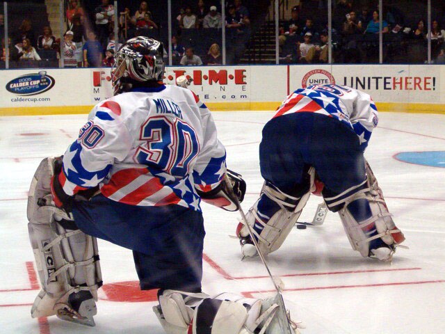 Ryan Miller with the Americans in 2005