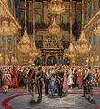 Peinture datant de 1874 par Martin Monnickendam, présentant la réception du Lord Mayor au palais.