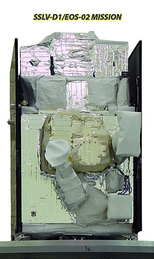 SSLV-D1, EOS-02 - Primary payload EOS-02 in cleanroom before encapsulation.jpg