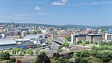 Una veduta aerea del centro di Sheffield