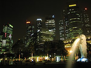 ศูนย์เศรษฐกิจหลักของสิงค์โปร์ใกล้บริเวณอ่าวมารีน่า วันที่ 30 พฤศจิกายน 2007