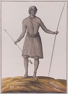 Illustration of a Meskwaki slave, circa 1732 Slave Of Fox Indians In Illinois Country Or Nepissing Indians In French Colonial Canada.jpg