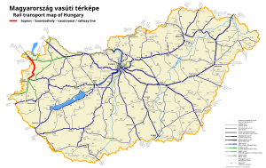 ショプロン - ソンバトヘイ線の路線図