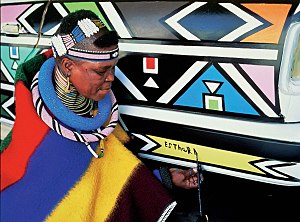 Esther Mahlangu: Vroeë lewe, Artistieke loopbaan, Temas