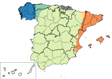 スペイン国内の言語分布