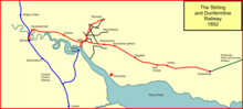 The Stirling and Dunfermline Railway system in 1852 St & dun rly 1852.png