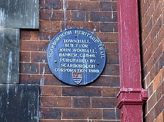 A blue plaque on Scarborough Heritage Trail St Nicholas Street, Scarborough (geograph 2063521).jpg
