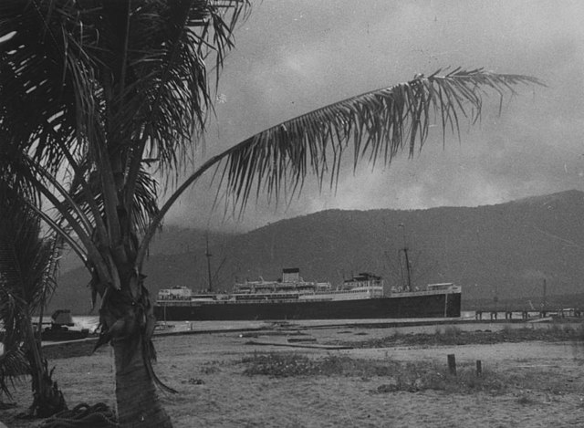 TSMV Manunda entering the harbour at Cairns, 1953