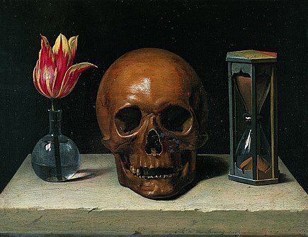 "Still-Life with a Skull" by Philippe de Champaigne, c. 1671 StillLifeWithASkull.jpg