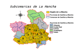 The region of La Mancha. Subcomarcas Mancha.GIF