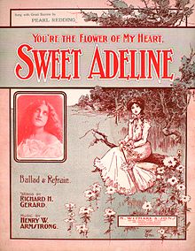 Cover of 1903 sheet music, with inset photo of singer Pearl Redding Sweet Adeline sheet music.jpg