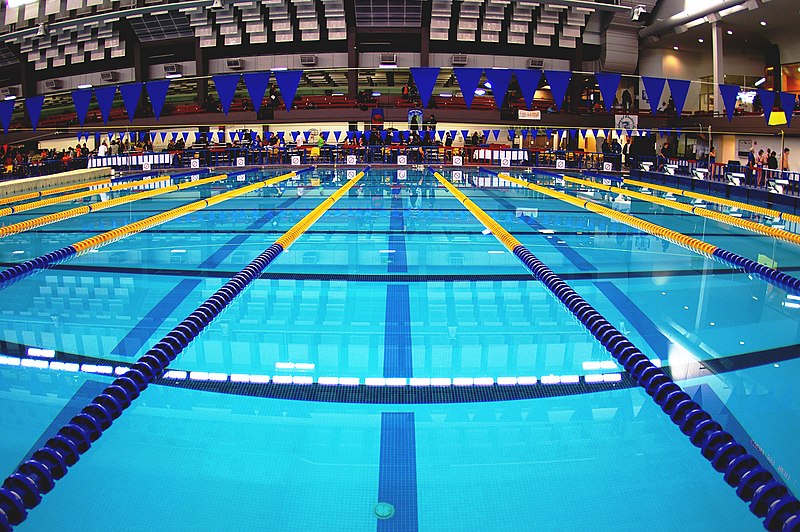 File:Swimming pool with lane ropes in place.jpg