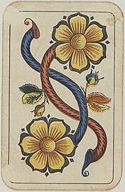 Swiss card deck - 1850 - 2 of Flowers.jpg