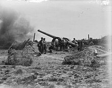 Battle of Albert, 6-inch gun in action, July 1916 The Battle of the Somme, July - November 1916 Q103.jpg