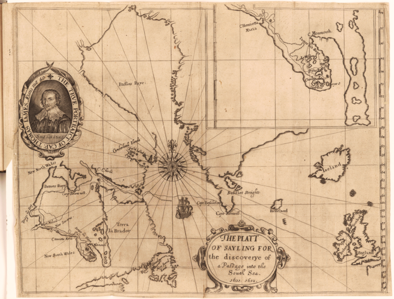 File:The Strange and Dangerous Voyage (Thomas James, 1633) - 2 foldout map The Platt of Sayling - 1 full view.png