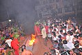The scenes of Bhavani devotees walking in the fire to prove their devotion