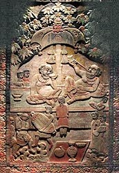 Tomb panel showing a drinking party in a garden.[2]