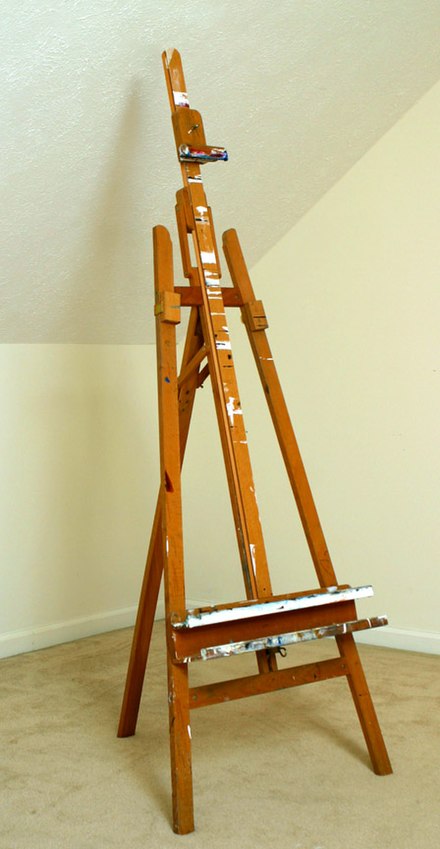 An example of a tripod design easel with an inclining mechanism built in.