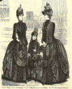 Turnyrklädda damer och ung flicka ur tidningen Idun 1888.