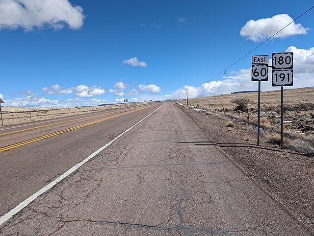 The northern side of the triple concurrency of US 60/180/191