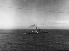 Birmingham passing through the Strait of Gibraltar USS Birmingham (CL-62) passing through the Strait of Gibraltar in 1943.jpg