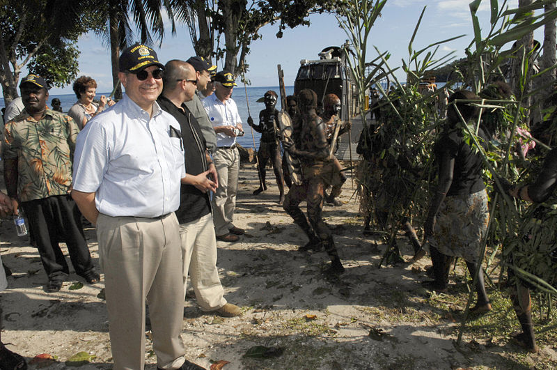 File:US Navy 070822-N-3642E-171 Locals welcome Secretary of the Navy (SECNAV), the Honorable Dr. Donald C. Winter with tribal dance during his tour of Sassamungga.jpg