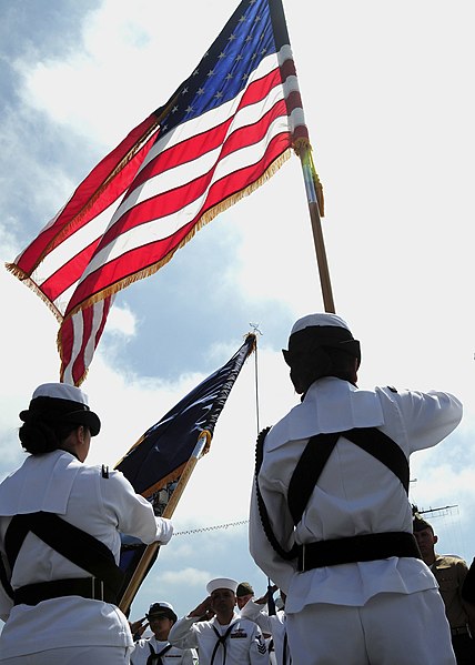 File:US Navy 100702-N-5148B-012 Service members salute the U.S. flag aboard the USS Midway Museum during a military naturalization ceremony.jpg