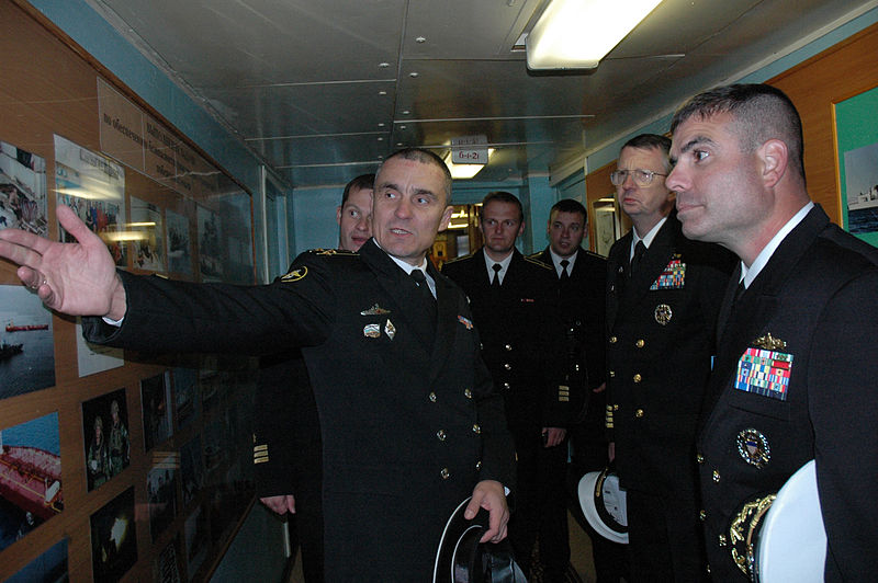 File:US Navy 111003-N-BS854-033 Russian Federation Capt. Ildar Akhmerov, left, commander of Surface Ships Force, Russian Pacific Fleet, describes photos.jpg