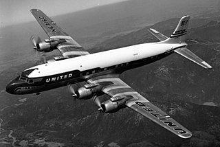 Douglas DC-7 US airliner with 4 piston engines, 1953