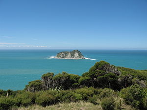 View from the East Cape to the open sea and East Island