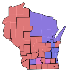 Senate partisan representation
Democratic: 6 seats
Reform: 4 seats
Lib. Rep.: 2 seats
Republican: 21 seats WI Senate Partisan Map 1876.svg