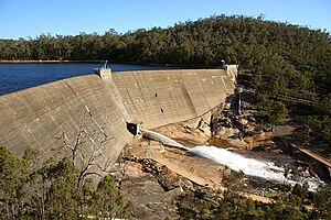 Staumauer des Wellington Reservoirs