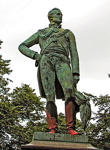 A bronze statue of Wellington by Carlo Marochetti in Woodhouse Moor, Leeds. WellingtonWoodhouse.jpg
