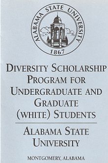 White-Only Scholarship Brochure used by ASU to recruit white student only. The university awarded 40% of its budget for academic grants to whites. White-only.jpg