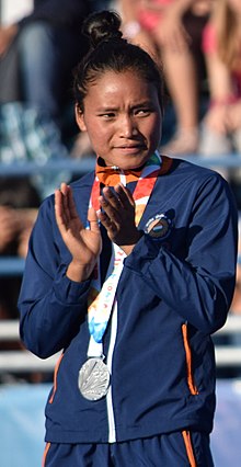 Women's Hockey5s Medallist Ceremony YOG18 14-10-2018 (041) (cropped).jpg