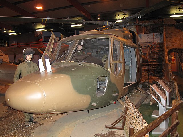 Lynx XX153, which broke the helicopter speed record in 1972, preserved on public display at the Museum of Army Flying