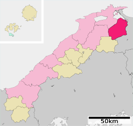 Situering van Yasugi in de prefectuur Shimane