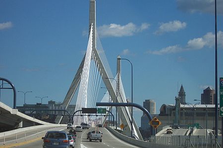 A view from the roadway traveling south into Boston