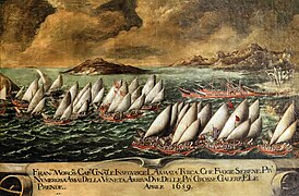 Francesco Morosini chases the Turkish armada April 1659, Museo Correr in Venice